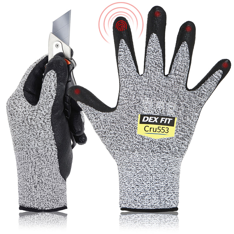 Load image into Gallery viewer, cut resistant glove, best cut resistant glove, dex fit, grey, CRU553, touchscreen capable