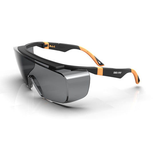 Safety Over Glasses SG210 OTG in Orange with Black Tinted Lens are designed to absorb 99.9% UV rays and has anti-fog coating to keep the lenses clear in all types of weather.