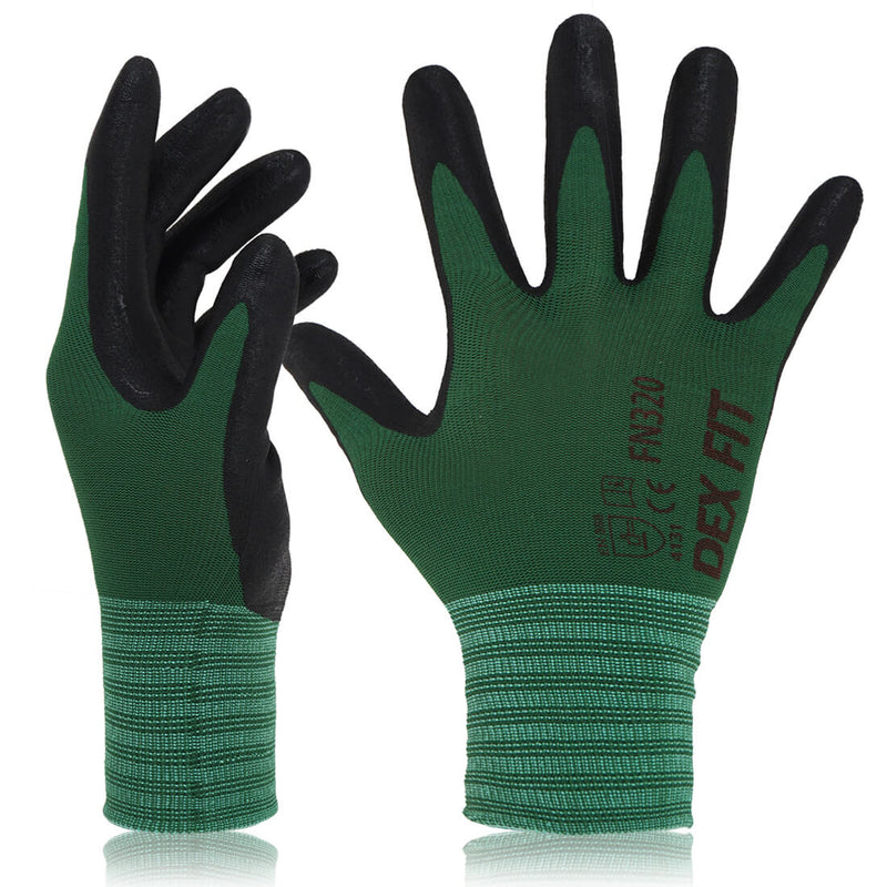 Load image into Gallery viewer, The Multi-Purpose Nylon Work Gloves FN320 in Forest Green are manufactured from non-slip nylon for extra durability, comfort, and super grip.
