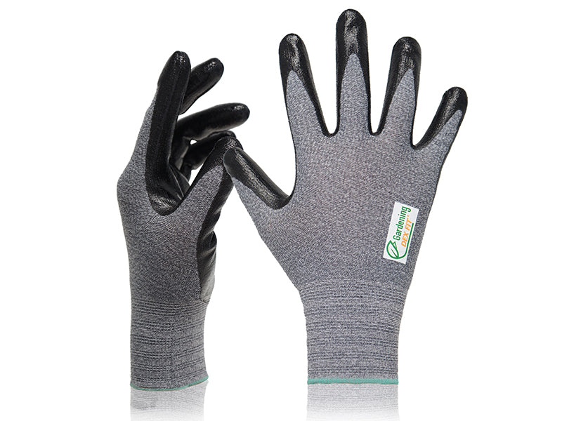 Dex Fit 2x Durable Nitrile Rubber Work Gloves NR430 Gardening; 3D-Comfort Fit, Non-Slip Grip, Heavy Duty Performance, Touchscreen Compatible; Grey S