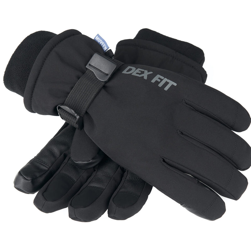 Load image into Gallery viewer, The Black Thermal Winter Gloves WG201 on top of each other while showing its sleek design and easy on and off fleece cuffs.
