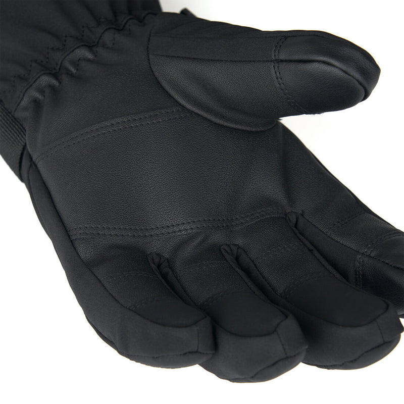 Load image into Gallery viewer, A closer look of the Black Thermal Winter Gloves WG201 showing the polyurethane leather reinforcement of the palm and fingertips that helps in providing a long-lasting grip.
