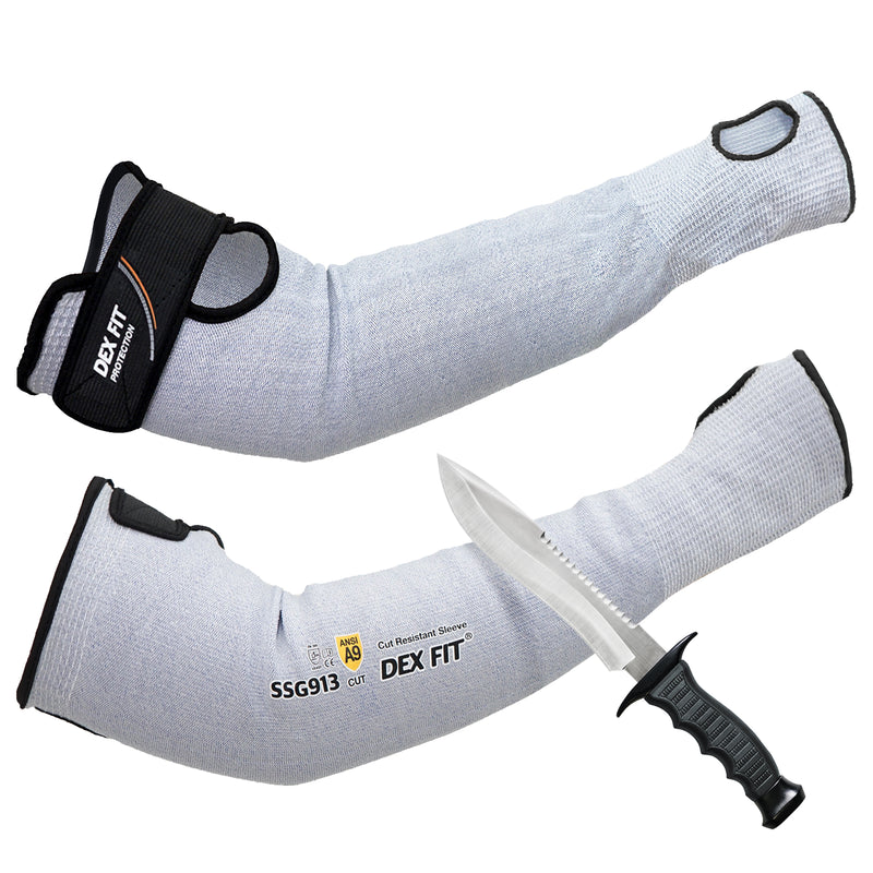 Load image into Gallery viewer, DEX FIT SSG913 ANSI A9 Cut Resistant Sleeves with Thumb Hole
