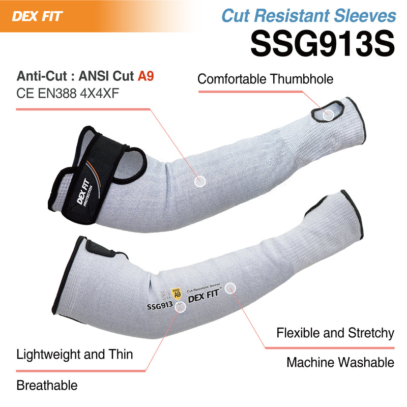 Load image into Gallery viewer, DEX FIT SSG913 ANSI A9 Cut Resistant Sleeves with Thumb Hole
