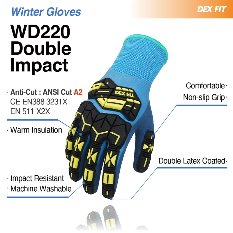 Load image into Gallery viewer, DEX FIT Waterproof Work Gloves WD220 Double Impact, Thermal and Insulated
