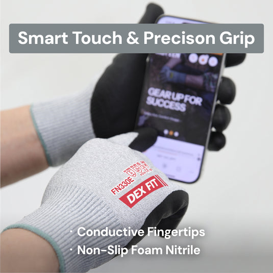 DEX FIT FN330E Thin Nitrile Work Gloves, Breathable 15-Gauge 3D Fit