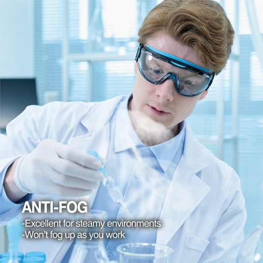 DEX FIT Protective Safety Goggles SG220; Anti Fog & Scratch, Z87 Eye Protection for Lab, Science, and Chemistry Work, Ad