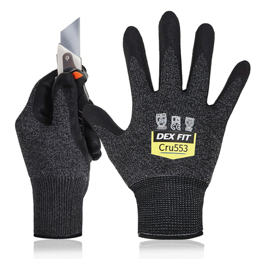cut resistant gloves level 5 safety glasses forearm protection