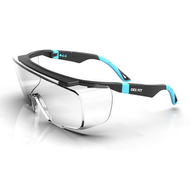 Safety Over Glasses SG210 OTG in Blue with Clear Lens are designed to absorb 99.9% UV rays and has anti-fog coating to keep the lenses clear in all types of weather.