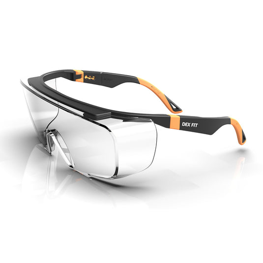 Safety Over Glasses SG210 OTG in Orange with Clear Lens are designed to absorb 99.9% UV rays and has anti-fog coating to keep the lenses clear in all types of weather.