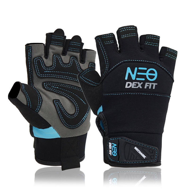 Load image into Gallery viewer, Mechanic Fingerless Gloves MG310 in Black showcases a fingerless design for optimal control and dexterity while still being durable and long-lasting.
