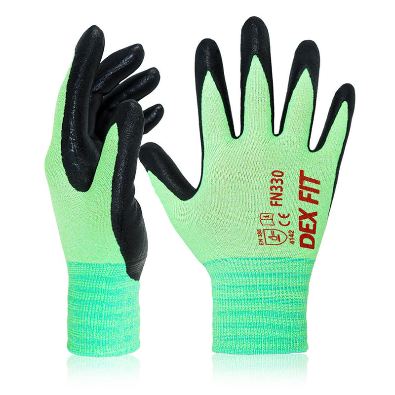 Load image into Gallery viewer, Water-based Foam Nitrile Rubber Coated Work Gloves FN330 in Green which provides excellent grip, comfort and durability.
