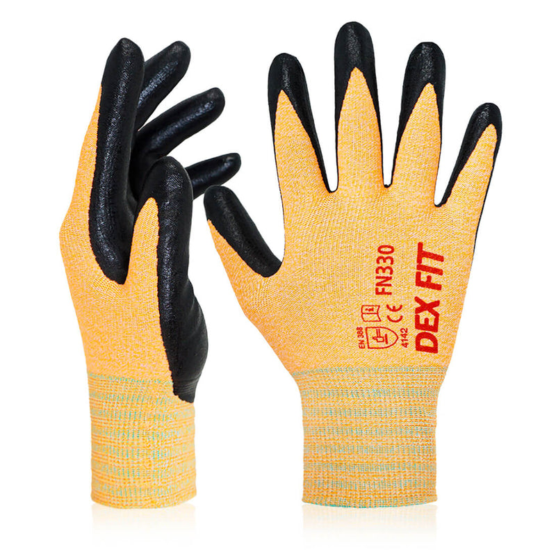 Load image into Gallery viewer, Water-based Foam Nitrile Rubber Coated Work Gloves FN330 in Orange which provides excellent grip, comfort and durability.
