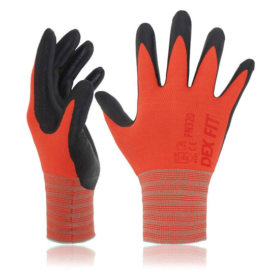 Dex Fit Nitrile Work Gloves Fn330, 3D Comfort Stretch Fit, Power Grip, Smart Touch, Durable Foam Coated, Thin & Lightweight, Machine Washable, Gray