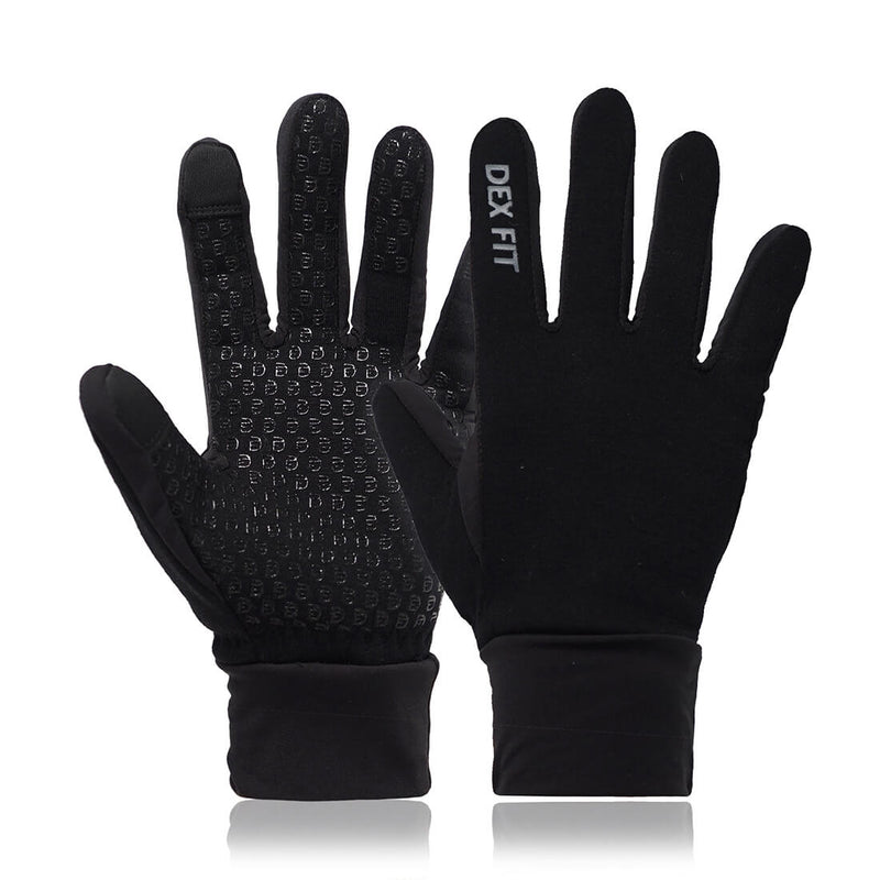 Load image into Gallery viewer, Warm Black Fleece Winter Outdoor Gloves LG201 by DEX FIT MUVEEN. Recommended for running, hiking, or cycling during cold weather.
