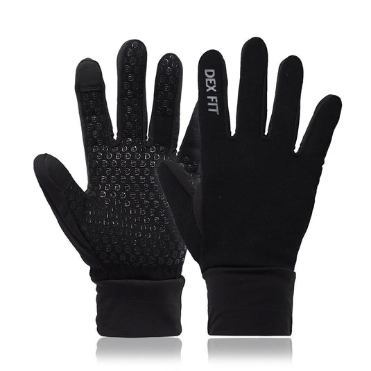 Warm Black Fleece Winter Outdoor Gloves LG201 by DEX FIT MUVEEN. Recommended for running, hiking, or cycling during cold weather.