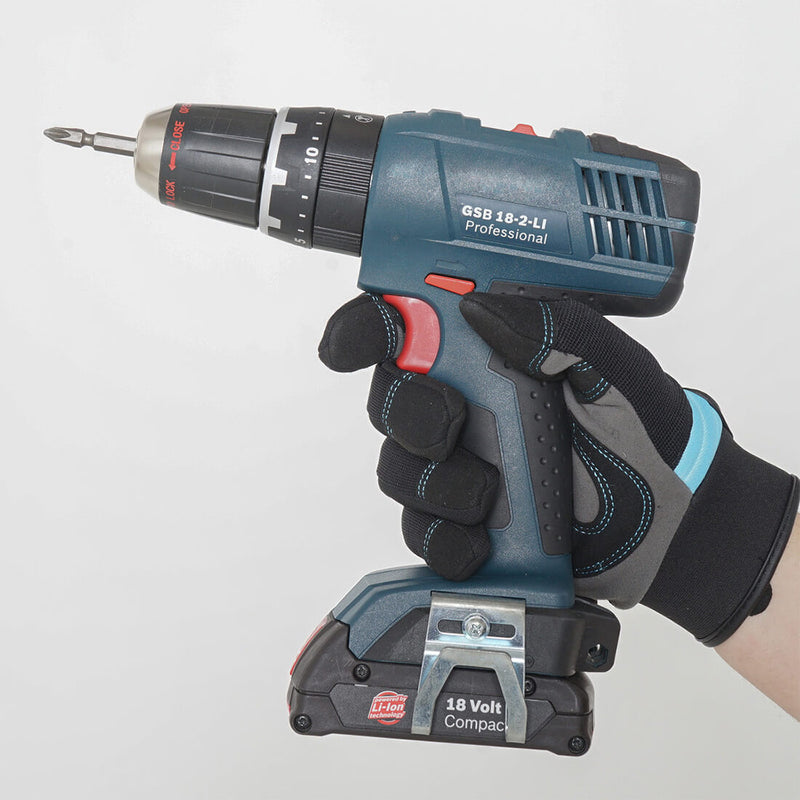 Load image into Gallery viewer, Wearing the Mechanic Lightweight Gloves MG310 in Black while using a screwdriver highlighting the gloves flexibility, durability, and excellent grip.

