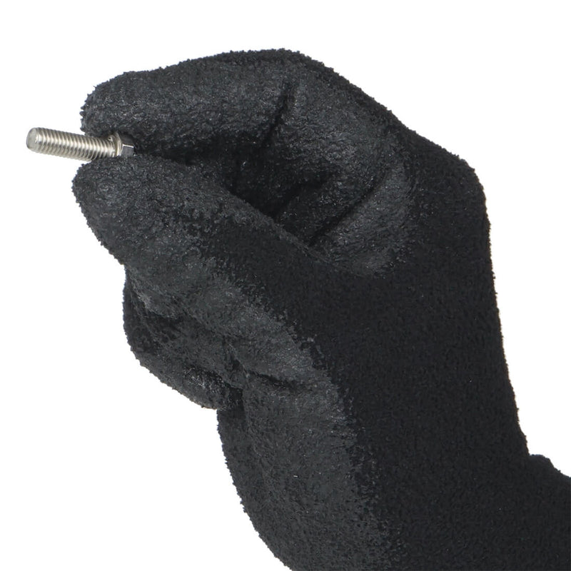 Load image into Gallery viewer, A closer look of the Fleece Work Gloves NR450 in Black, and its excellent grip and dexterity while working on small screws.
